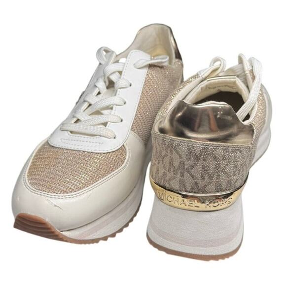 Michael Michael Kors Monique Trainer Gold and White Sparkle Size 10M - Picture 7 of 16